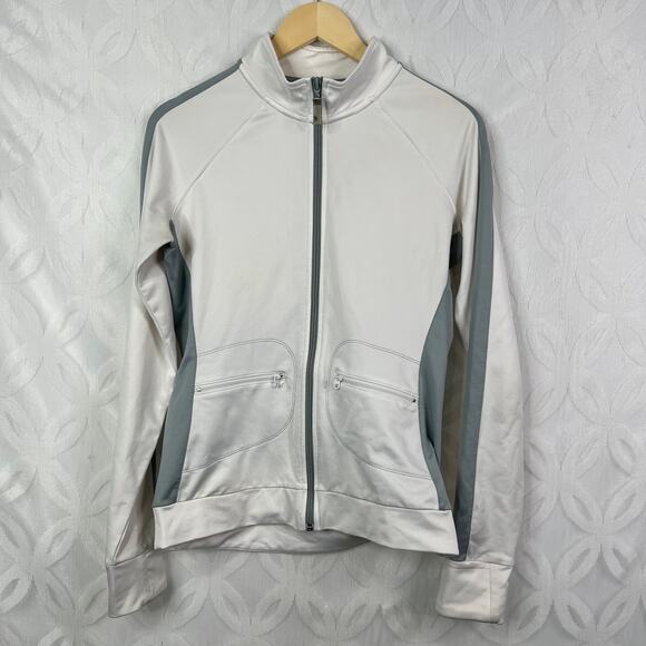 ALO yoga Club Sport Contour White Running Track Jacket Size S - Picture 2 of 12